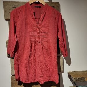 Devotef Luxury Apparel For Women's Red Button-Up Top